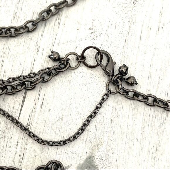 Long dark grey multi chain necklace - Picture 7 of 9